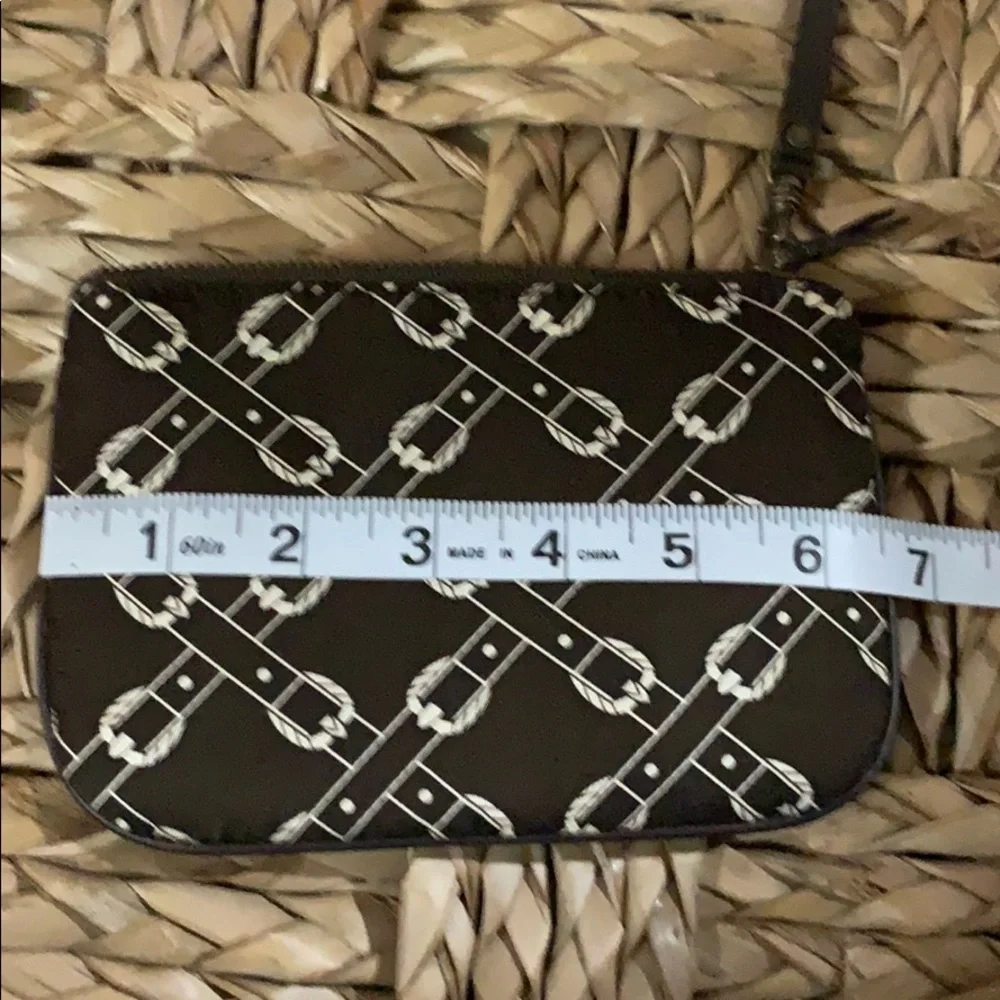 J. Crew brown/cream pattern silk cloth wristlet